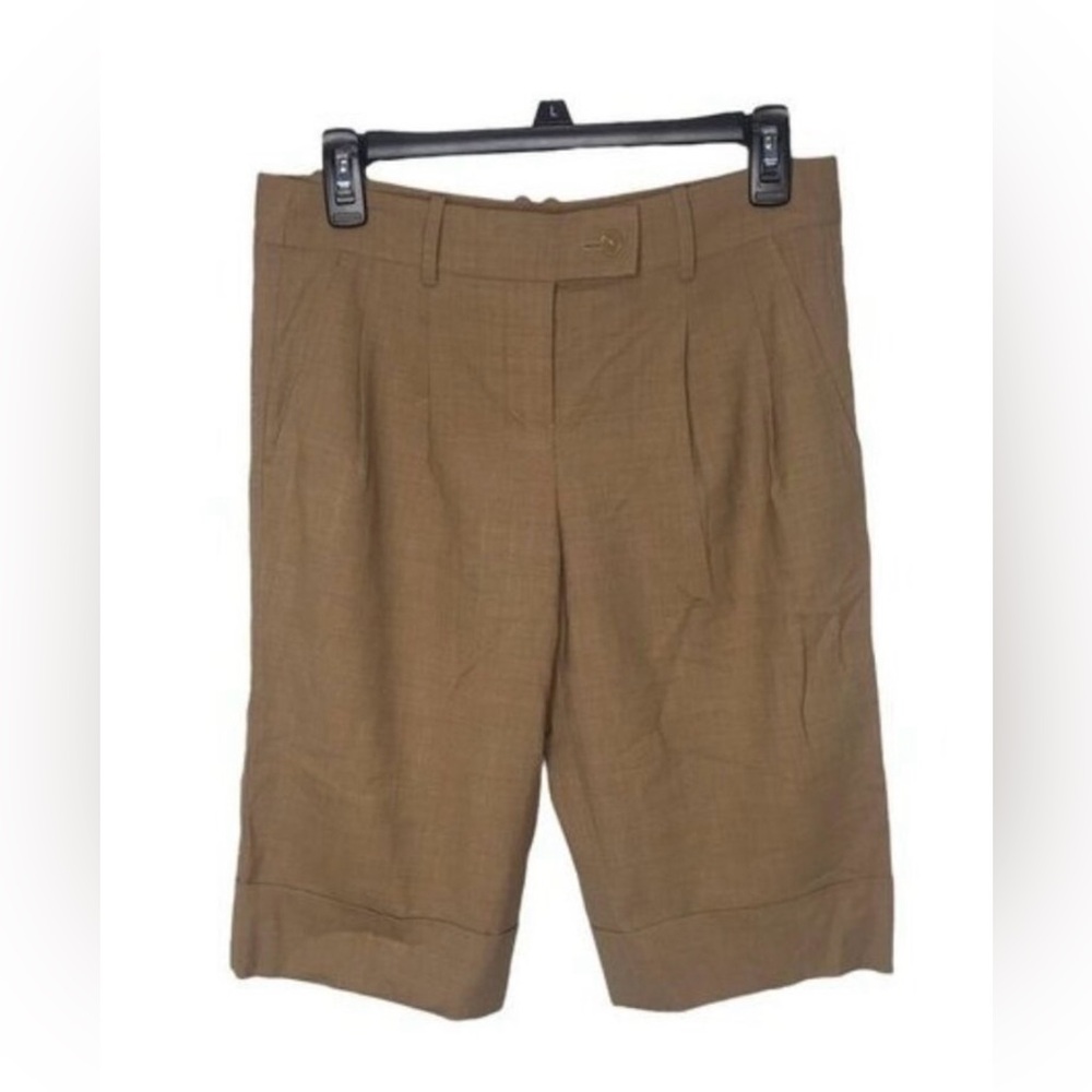 BCBGMAXAZRIA City Shorts Women Size 2 Brown  Pockets Wool Blend